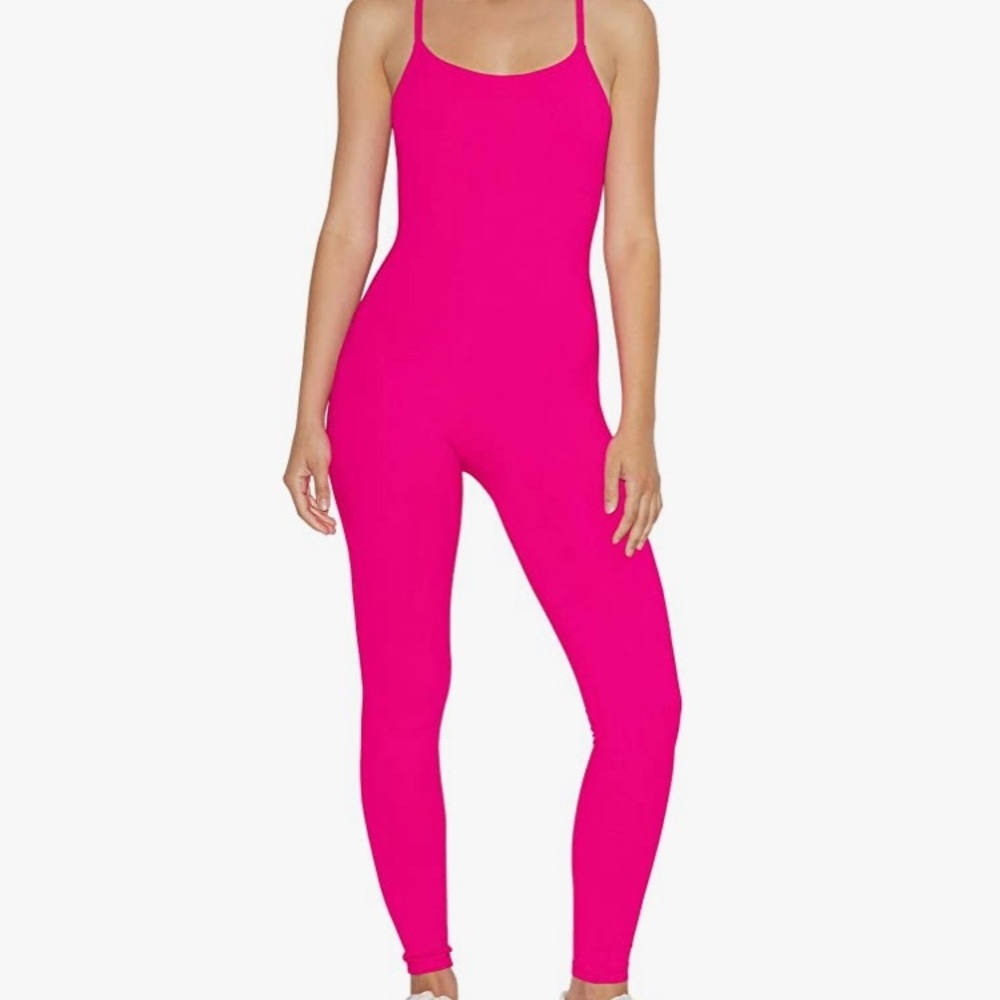 (A3) Odiva Neon Pink Cami Jumpsuit/Bodysuit with side pockets, Size S/M, NWT